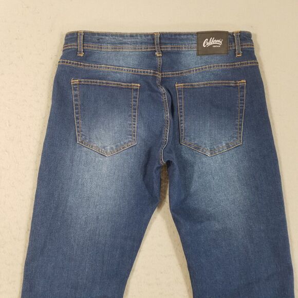 California Vintage jeans men's 38x32 low rise slim blue stretch denim pants - Picture 7 of 11